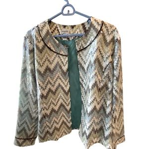 Chico’s Multicolor Sequin Metallic Threads Jacket Lined Chico’s Size 2 US Large